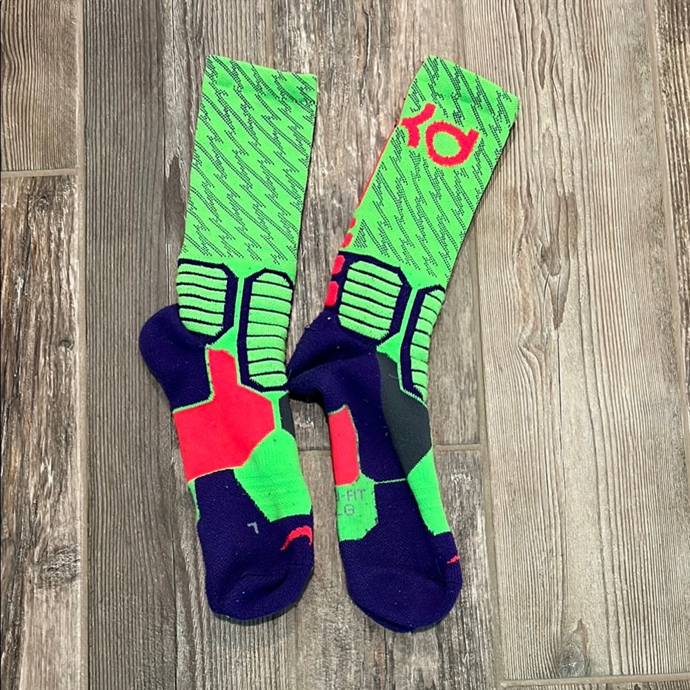 Nike Hyperelite Socks Green and Purple Performance Lg